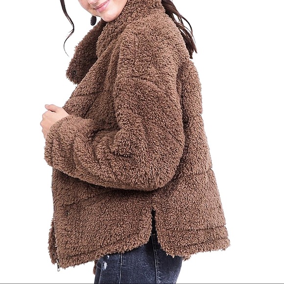 LAST 2⏱NWT Very j Mocha Brown Teddy fuzzy jacket - Picture 4 of 7